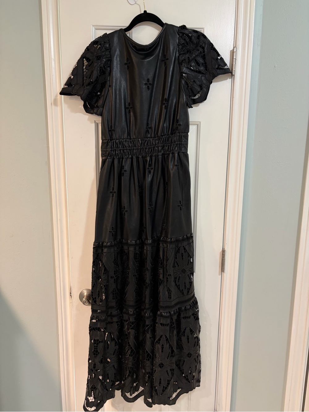Black faux leather Anthropologie Somerset Maxi Dress NWT small - Picture 6 of 6